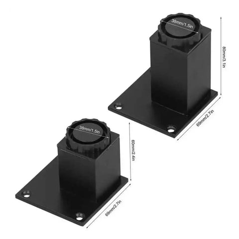 Adjustable Furniture Legs 4 Pack Aluminum Alloy Sofa and Cabinet Feet 60mm to 80mm Height, Stable Silent Glide hardware shown