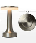 Portable LED Table Lamp With Touch Sensor, Three Level Brightness, 1500mAh Rechargeable Battery Lasts Up To 48 Hours, Sleek Silver