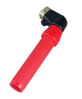 Solid Heavy Duty Welding Electrode Holder With Twist Grip Handles Rated For 400 Amps, red ergonomic handle with clamping end.