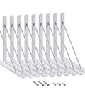 Heavy Duty 10 X 8 Inch Metal Shelf Brackets 90 Degree L Shaped Wall Mounts for Floating Shelves White Rust Resistant with Screws