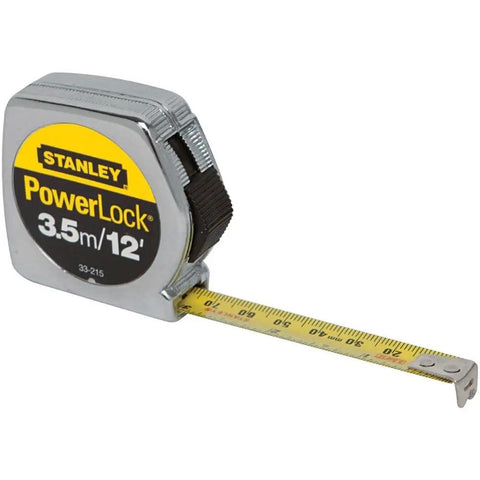 PowerLock 12 Ft Tape Measure With Built Tough Cast Metal Case, Mylar Blade For Longevity, Secure Lock, 16 Inch Stud Marks visible