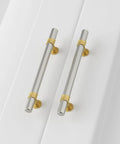20 Pack 5 Inch Two Tone Brushed Nickel And Gold Cabinet Pulls Silver Cabinet Handles on white surface