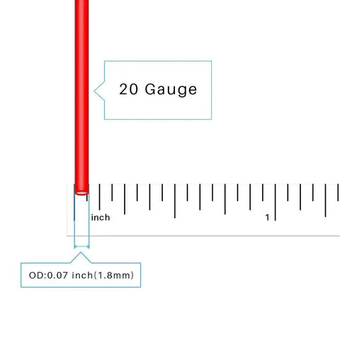 20 AWG silicone wire measuring 0.07 inch diameter, shown with ruler for reference, part of Top Shelf 20 AWG Silicone Wire Kit.