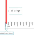 Diagram showing 20 gauge of red silicone wire with measurements, part of the Red 20 Gauge Silicone Wire Spool 1000 Ft Ultra Flexible 20 AWG Stranded Tinned Copper With High Strand Count For RC Models, Electronics, DIYers And Tinkerers, Hobbies And Low Impedance Power.