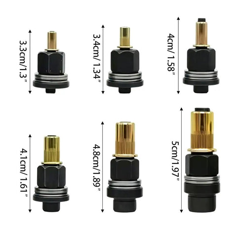 Six sizes of rivet nut tool set components ranging from 3.3cm to 5cm, part of Rivet Nut Tool Set With 6 Sizes M3 M4 M5 M6 M8 M10 Hand Rivet Nut Setter Kit Plus 60 Nuts Heavy Duty Carbon Steel Build Quick Install For Automotive Gearhead Ready Metal Fabrication And Do It Yourself Sheet Metal Repair.