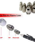 50 Piece P80 Plasma Cutter Consumables Set For Pilot Arc Non Touch Torch Includes Electrodes Nozzles Tip Cups Replacement Parts