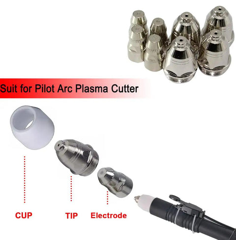 50 Piece P80 Plasma Cutter Consumables Set For Pilot Arc Non Touch Torch Includes Electrodes Nozzles Tip Cups Replacement Parts