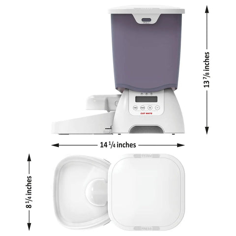 Automatic Pet Feeder With Programmable Digital Timer And Spacious Dry Food Dispenser For Cats And Dogs, 14.25x13.875 inches.