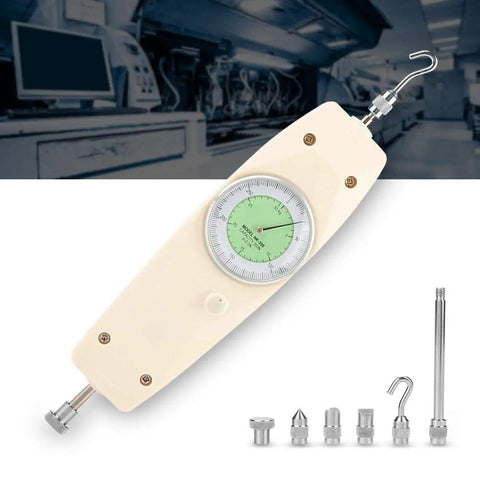 Analog Dynamometer And Force Gauge 300N Capacity Handheld Push And Pull Tester For Industrial Use With Flat Tip Cone Tip And Hook Included, with tips