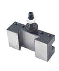 Rugged Quick Swap Lathe Tool Post Fits Cxa Series for mini metal lathes, sturdy steel build, showcases center post design.