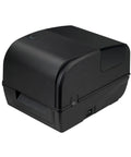 Slick Desktop Heat Transfer Printer For Shipping Labels Offers Fast Four Ips Speed Three Hundred Meter Ribbon Capacity And Zero Hassle Setup, compact black design.