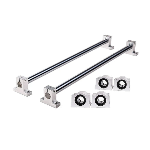 Two Pack 8mm Linear Motion Rod Shafts 500mm Set With Four SCS8UU Bearings And Four SK8 Aluminum Rail Supports For 3D Printer DIY CNC Projects