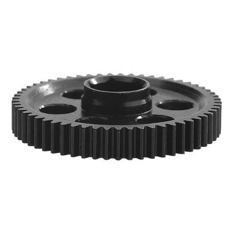 Close-up of Beefy Steel Main Gear 0.5M 57T 59T RC Spur Gear For Arrma 1 By 18 Granite Grom Typhon Grom, black steel gear