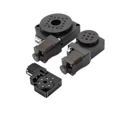 Heavy Duty 360 Indexing Plate And Electric Rotary Table Featuring Hella Smooth Worm Gear Drive For Quiet Shop Performance Plus Dead Nuts Accurate Milling And Routing, black rotary table with multiple mounting holes.