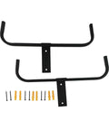Set of 2 steel wall mount racks for backpack sprayers and leaf blowers with screws and plugs included.
