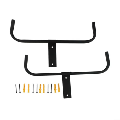 Set of 2 steel wall mount racks for backpack sprayers and leaf blowers with screws and plugs included.