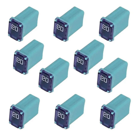 20A car fuses in the 50 Pack Must Have Automotive Mini Box Cartridge Fuse Kit For Cars Trucks And SUVs 15A 20A 25A 30A 40A