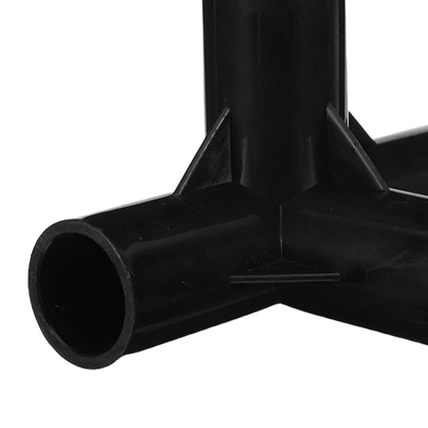 Close-up of 4-Way Plastic Shoe Rack Connectors, 16mm Inner Diameter, Black Replacement Pipe Joints For DIY Shoe Cabinets