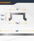 Dimensions of 48 Inch Heavy Duty Aluminum Miter T Track And T Slot Bar Kit showing precise measurements.