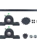 Go Kart And Minibike Jackshaft Kit Five Eighths Inch By Twelve Inch For 40 41 420 Chains Complete Package With Pillow Block Bearings Shaft Collars Fourteen Tooth And Eight Tooth Sprockets displayed