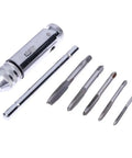 Heavy Duty Adjustable T Handle Tap Wrench Ratchet Set For M3 To M8 Metalworking Tools With Precision Ratcheting Action And Screw Extractors For Steel Threading On Tough Jobs Easy One Handed Grip, steel tap wrench set