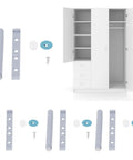 Push Open Cabinet Door Rebound Device ABS 20 pieces, shown with wardrobe, includes screws, white and blue components, ABS material.