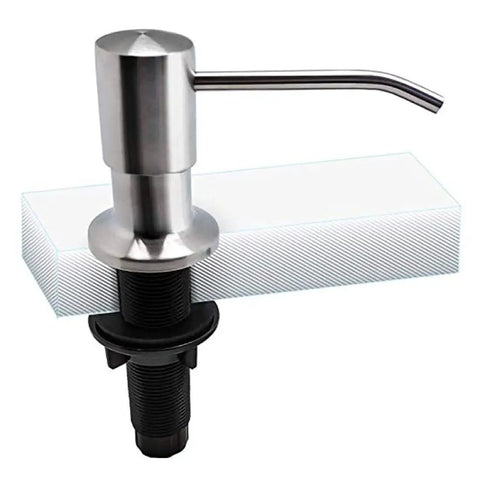 Top Fill Built In Soap Dispenser For Kitchen And Bath Stainless Steel 17 Oz Bottle Capacity Long 3 Inch Nozzle Check Valve Keeps Prime