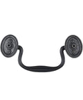 Front view of 4 Pack Antique Iron Black Drawer Pulls Droop Bail Handles for Kitchen Cabinets and Furniture, 102mm center to center.