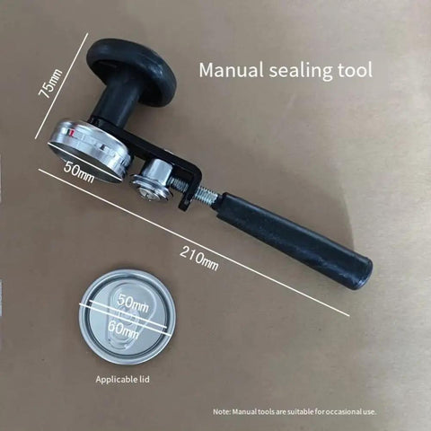 Portable Manual Can And Bottle Sealing Tool Easy To Use Handheld Aluminum Sealing Machine Locks In Freshness For Bevs Snacks Coffee And Tea At Home Or On The Go, shown with dimensions.