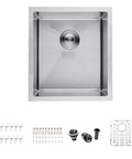 Stainless Steel Single Bowl Bar Sink With Undermount Workstation For Outdoor Kitchens And Home Bars, 17x19x9 Inches, 16 Gauge