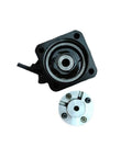 NEMA 17 stepper motor with power-off brake, 42x42mm frame; black housing and silver brake plate, two-piece set
