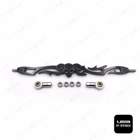 Badass Black Skull Shift Linkage For Harley Softail Models 6061 Billet Aluminum 12 Inch Length Extends To Sixteen Point Five Inches Center To Center Mounts Three Inches Longer Than OEM Durable Fit For Dyna Glide Flht Flhr Fxdwg, black skull linkage