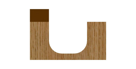 Side view of wood cut with Bowl And Tray Router Bit One Quarter Inch Radius Three Quarter Inch Cutting Diameter Five Eighths Inch Cutting Length