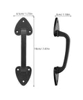 Barn Door Handles Set Cast Iron 3 Pieces Black With Aged Iron Finish Rustic Vintage Style dimensions shown on white background