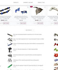 Integy RC model parts and accessories product listing, variety of items including suspensions, gears, and reamers for RC models.