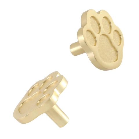 4 Pack Gold Paw Print Cabinet Knobs and Drawer Pulls Super Cute Claw Shape Zinc Alloy Handles with Screws, gold zinc alloy, paw design, 40mm