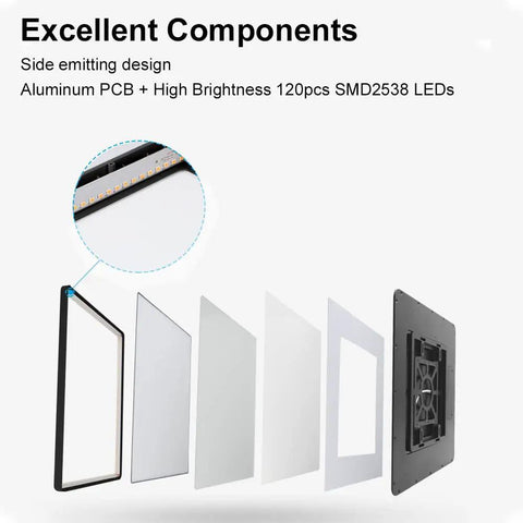 Exploded view of 12 Inch 24W LED Ceiling Light Flush Mount Black Square Low Profile Fixture 5000K Daylight White components