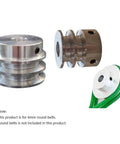 Heavy Duty Aluminum Alloy Double Groove Pulley 30mm OD 11mm Fixed Bore V Shape Wheel For Motor Shaft Drive image