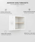 Stick On Shelf Brackets No Drill Wall Mounts For Closet And Cabinet Organization 4.7 By 4.7 Inch PP Plastic 2 Pack Easy Install