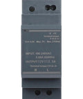 Rail Mounted 12V DC Switching Power Supply For Industrial Automation And Instruments With Rock Solid Ripple Free Output And Five Safety Protections Against Short Circuit Overcurrent Overload Overvoltage And Overheat Plus Efficient Heat Dissipation, gray DIN rail unit