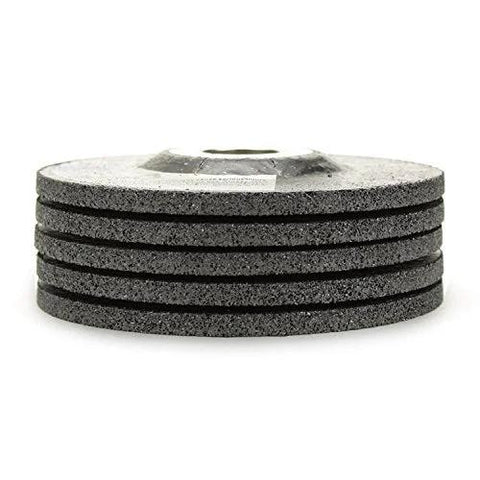 Five dark gray depressed-center metal grinding wheels for angle grinders, 4.5-inch diameter, 7/8-inch arbor.