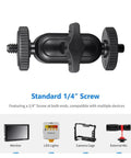 Double Ball Heads Magic Arm With 15mm Ball For 360 Degree Rotation And One Quarter Inch Screw Extend Mount For Camera Monitor Video Light Microphone And Tripod Beefy Aluminum Build, black