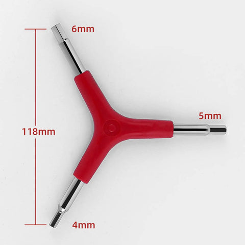 Y Shaped 3 Way Wrench For Bike Repair Portable Lightweight Steel Chrome Plated Inner Hex Socket Spanner with 4mm, 5mm, 6mm ends