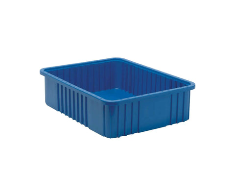 Dividable Grid Heavy Duty Part Organizer Blue Bins 3 Pack For Garage Or Workshop Storage With Durable Compartments 23 In Long 18 In Wide 6 In High Great For Sorting Small Parts, single blue bin