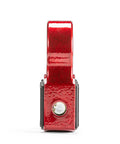 Front view of FlatLink Folding Winch Shackle Bracket For Off Road 4x4s, Low Profile Mount, sturdy 16,000 lb capacity, red color