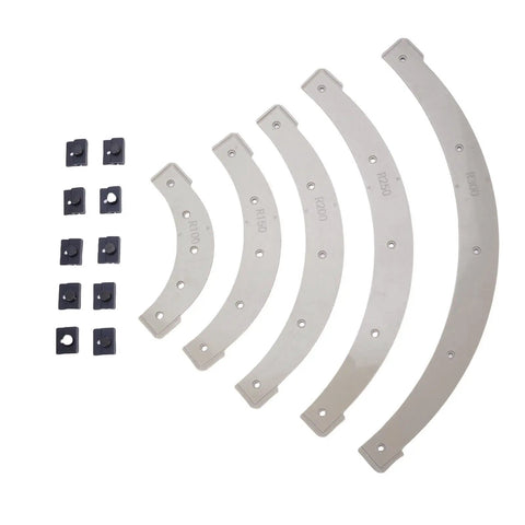 Top Shelf Router Templates For Woodworkers, 5 Piece Corner Radius Jig Set, heavy duty plastic jigs with removable guide stops.