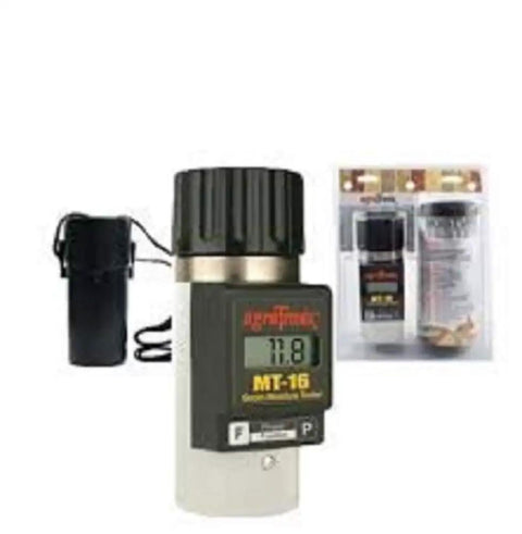 MT 16 Portable Grain Moisture Tester With Digital Meter Display And Backlit Screen For Fast Accurate Moisture Readouts In Wheat Corn Rice Soybeans And More handheld grain tester with carrying case