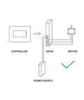 Nema 17 bipolar stepper motor wiring diagram showing controller, drive, and power supply connections.