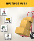 Hand truck with boxes using 10 Inch Solid Replacement Tire And Wheel For Cart Dolly And Hand Truck With Five Eighth Inch Axle Bore And Double Sealed Bearings Set Of Four Flat Free