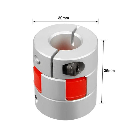 Plum Shaped Shaft Coupler 12Mm To 14Mm Adapter with Aluminum Alloy and Polyurethane, 30Mm Diameter, 35Mm Length